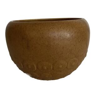 Vintage Royal Haeger 8" diameter MCM Vase Earthtone Matte Coin circular pattern